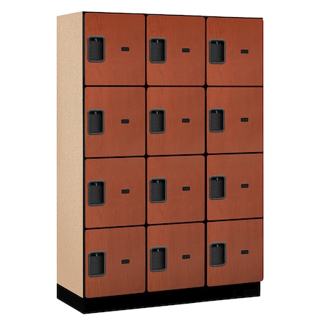 SALSBURY INDUSTRIES 4 Tier Designer Locker, 54"Wx76"Hx18"D, 12 Door, Cherry 18-24368CHE